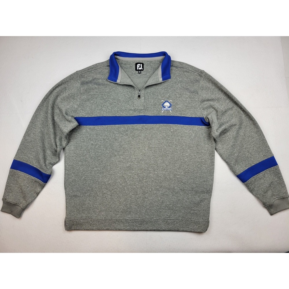 Footjoy 1/4 Zip Golf Sweatshirt Woodstone Embroidered Chest Logo Mens XL Striped - Picture 1 of 7